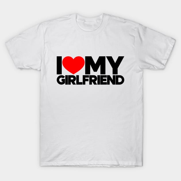 I Love My Girlfriend Red Hearts Love Couple T-Shirt by Luluca Shirts